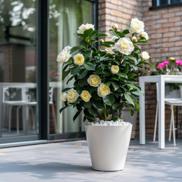 Camellia japonica „Brushfield’s Yellow“ – 2er-Set