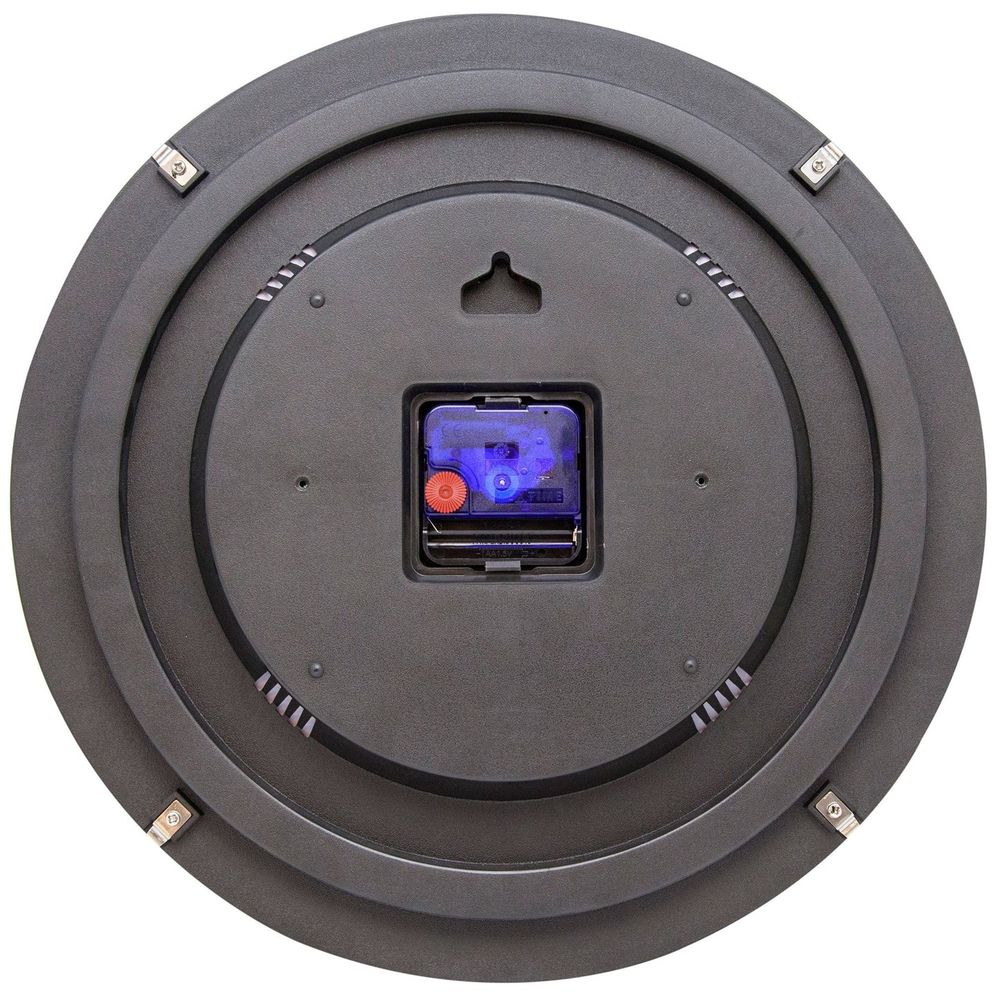 NeXtime Clocks Wall Clock with 35 cm Dome Glass, featuring a modern design and black frame, shown from the back view.