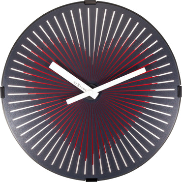 Red plastic wall clock with motion heart design, 30 cm diameter by NeXtime Clocks, featuring a stylish and modern look.