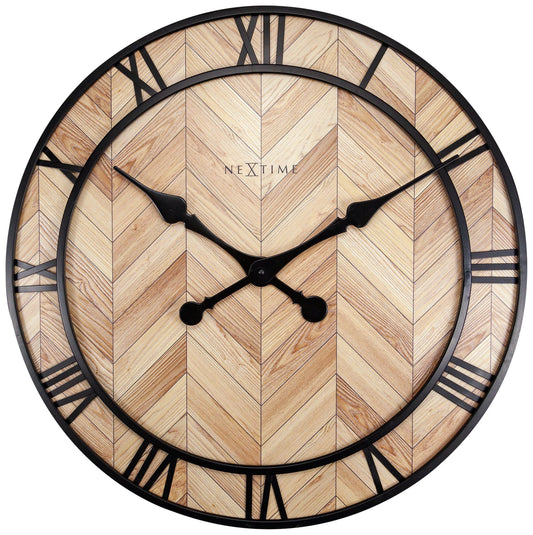 NeXtime Clocks Roman Vintage wall clock, 58cm with wood and metal design, featuring Roman numerals and vintage style.