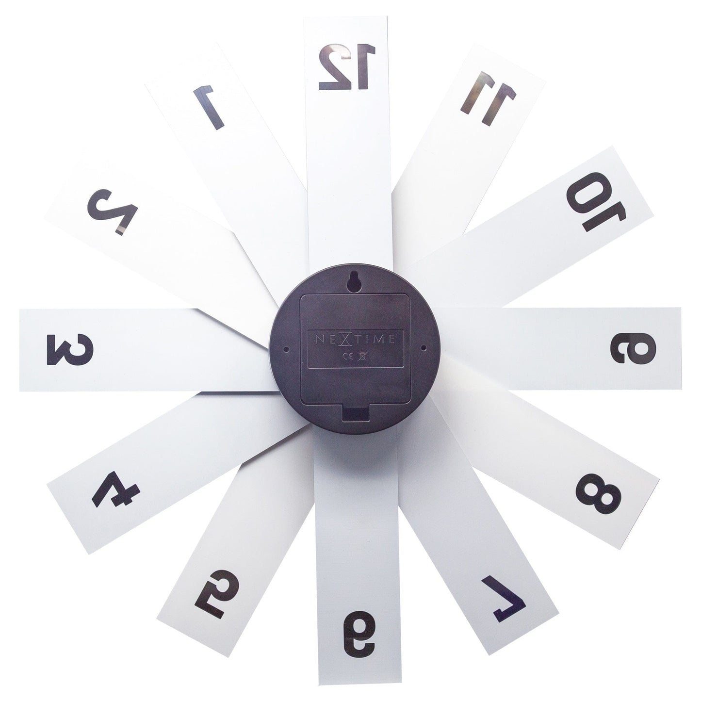 NeXtime Clocks wall clock with 40cm diameter, silent mechanism, acrylic and metal design, labeled "Plexi"