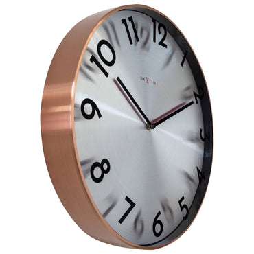 NeXtime Clocks Reflection 40cm metal wall clock with silent movement, shown from the left side.