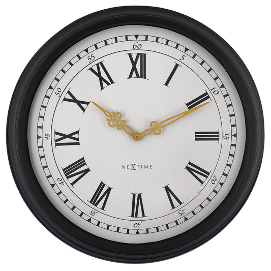 Large black and grey NeXtime Chopin wall clock, 76cm, plastic design with minimalist style.