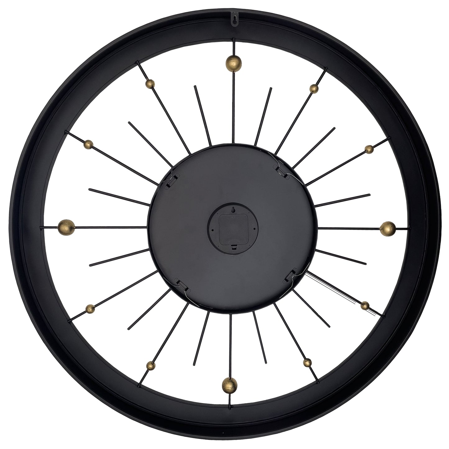 Large black metal NeXtime Orbit wall clock, 90cm silent design with modern round face and minimalist style.