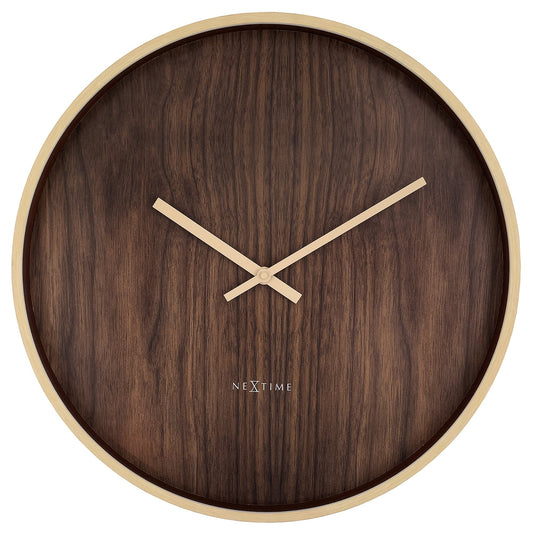 NeXtime Oslo large wall clock, 50cm, silent operation, dark and light brown plastic design, modern home decor timepiece.