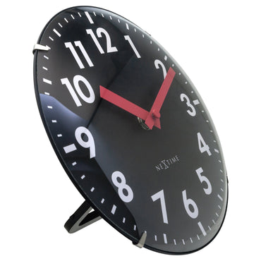 NeXtime Duomo Mini wall or table clock with 20cm diameter, glass dome lens, silent movement, and minimalist design.