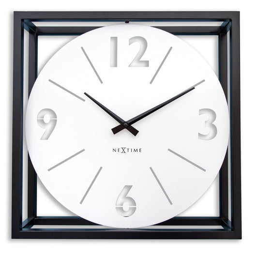 NeXtime wall clock, 40x40 cm, metal frame with black and white finish, modern design for wall decor.