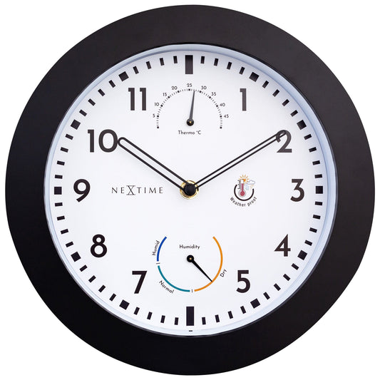 NeXtime Clocks weatherproof garden wall clock with Daisy design, 25.5 cm diameter, ideal for outdoor use.