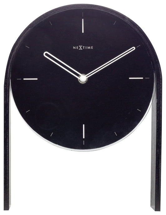 Wooden Noa Table Clock by NeXtime Clocks, front view showing the 27x21x6.5 cm design with a sleek, modern appearance.