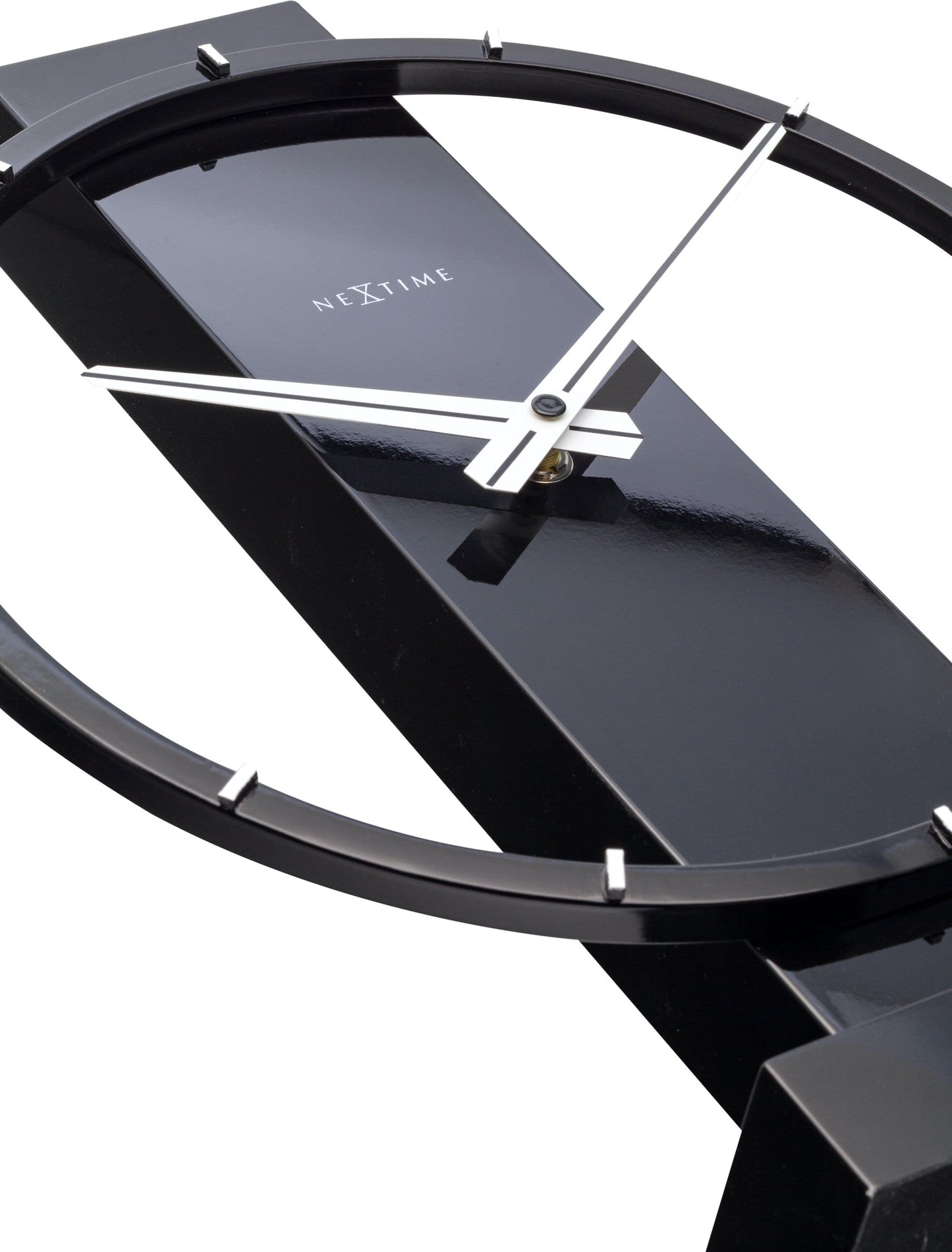 NeXtime Clocks Carl Small wooden and steel table or wall clock, 34x27 cm, with modern design and minimalist style.