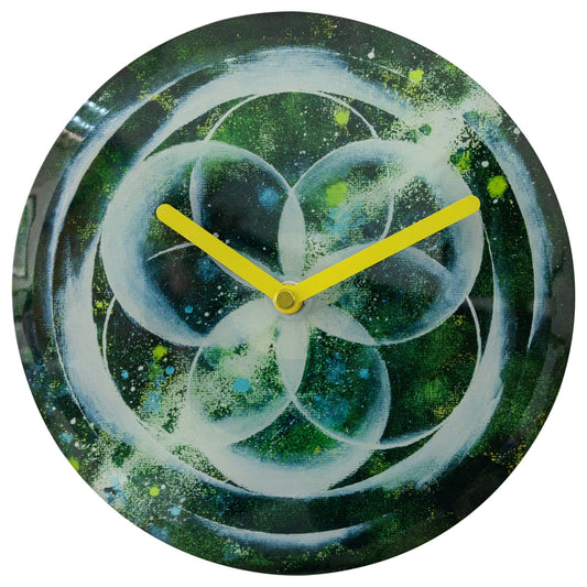 Table/Wall clock 20cm - Silent - Green - Tempered Glass - "Cosmo Table"