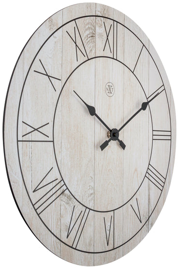 NeXtime wood wall clock 'Paul' with 40cm diameter, featuring a natural wooden finish and classic design.