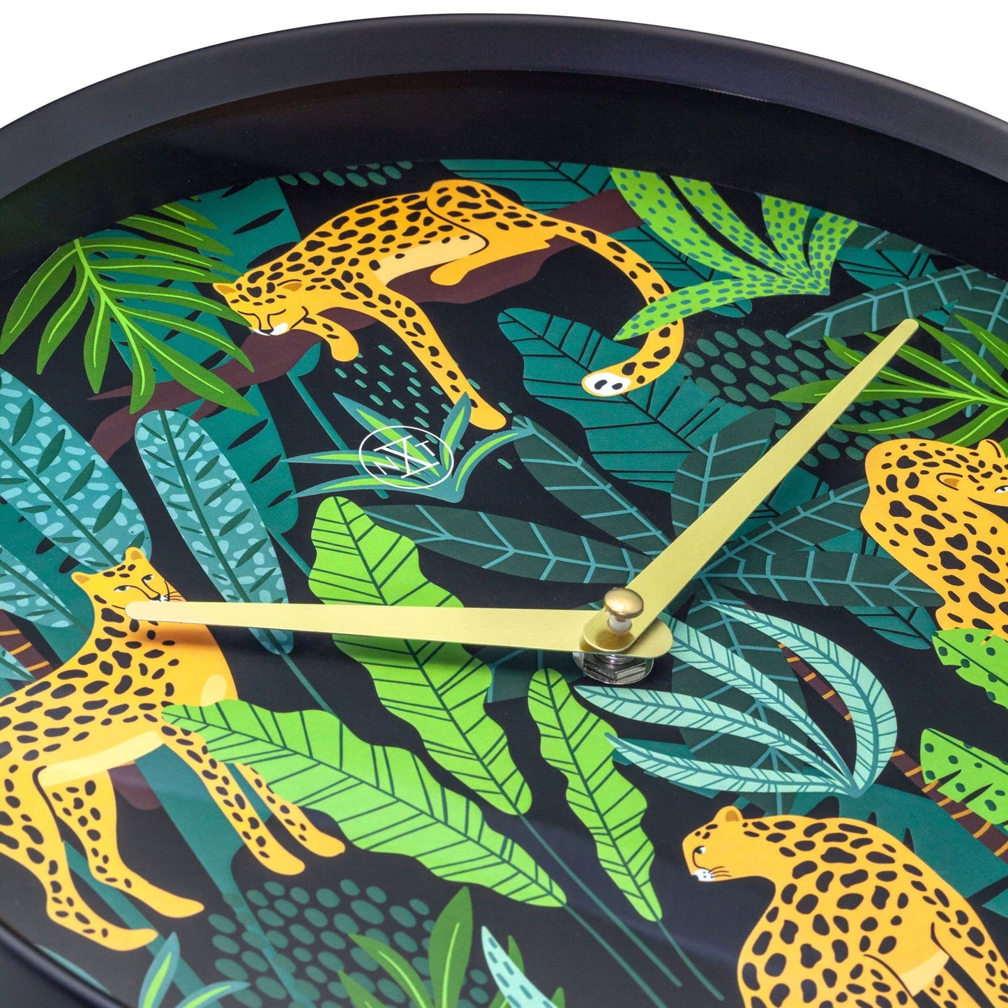NeXtime Clocks Urban Jungle wall clock, 30 cm plastic design with jungle-inspired pattern and detailed close-up.