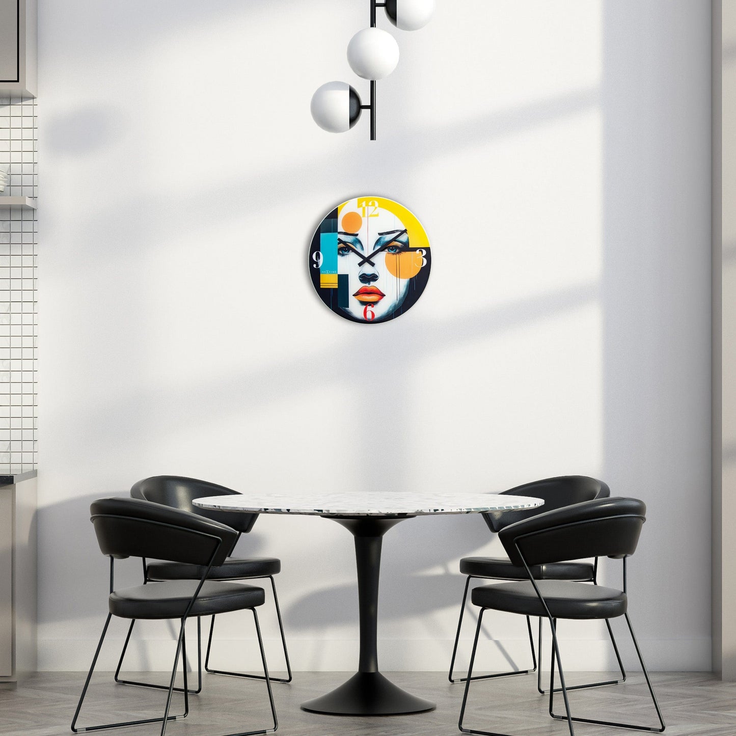 NeXtime Vogue wall clock with 43cm diameter, multicolour glass design, silent movement, modern home decor piece