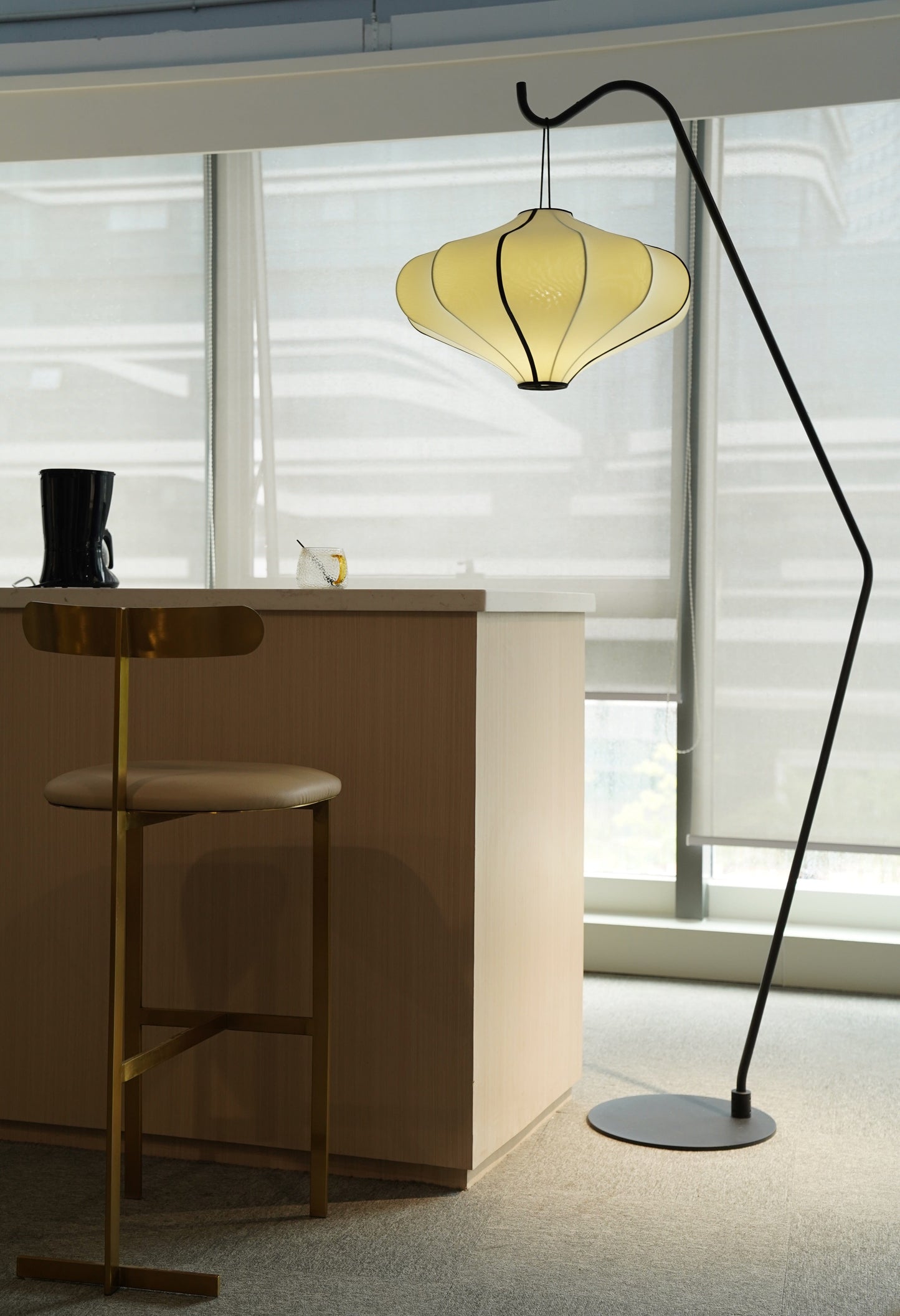 Black metal floor lamp stand for Lumi Lantern, 38x213.5cm, designed for lighting and decorative use, by NeXtime Clocks.