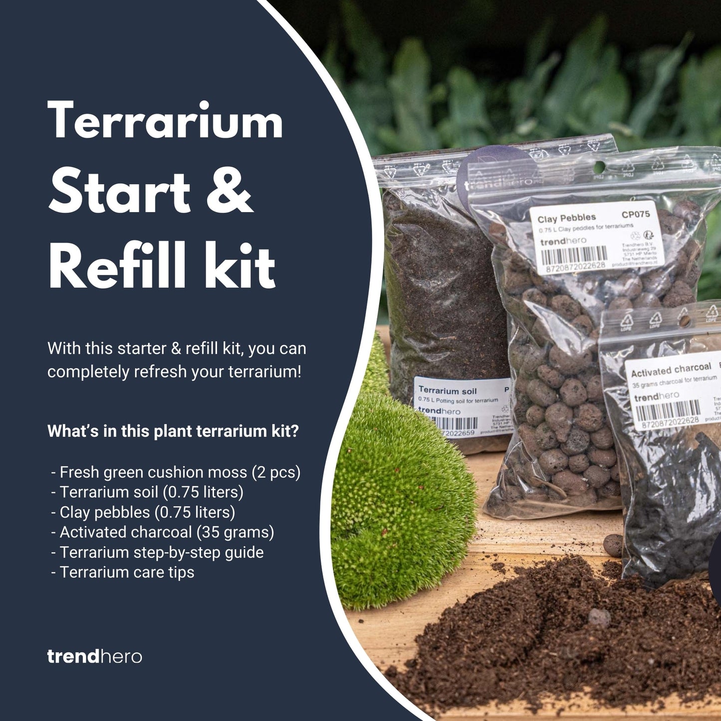Terrarium Package – Refill & Starter Package – DIY Terrarium Kit – Size S/M