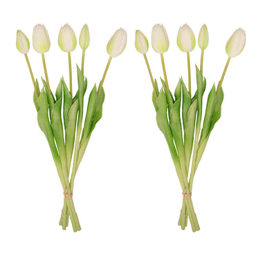 Vase Lady Sunny + 10x Real Touch Tulips White/Green