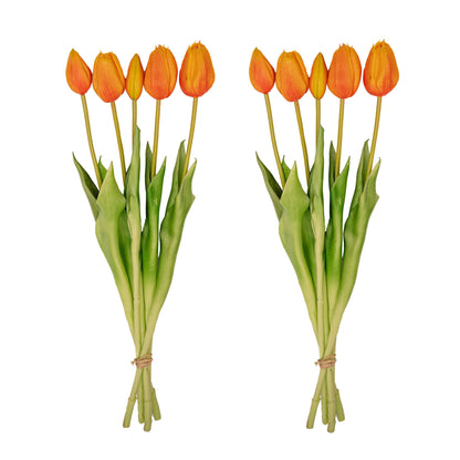 Vase Jessie Bow + 10x Real Touch Tulpen Orange