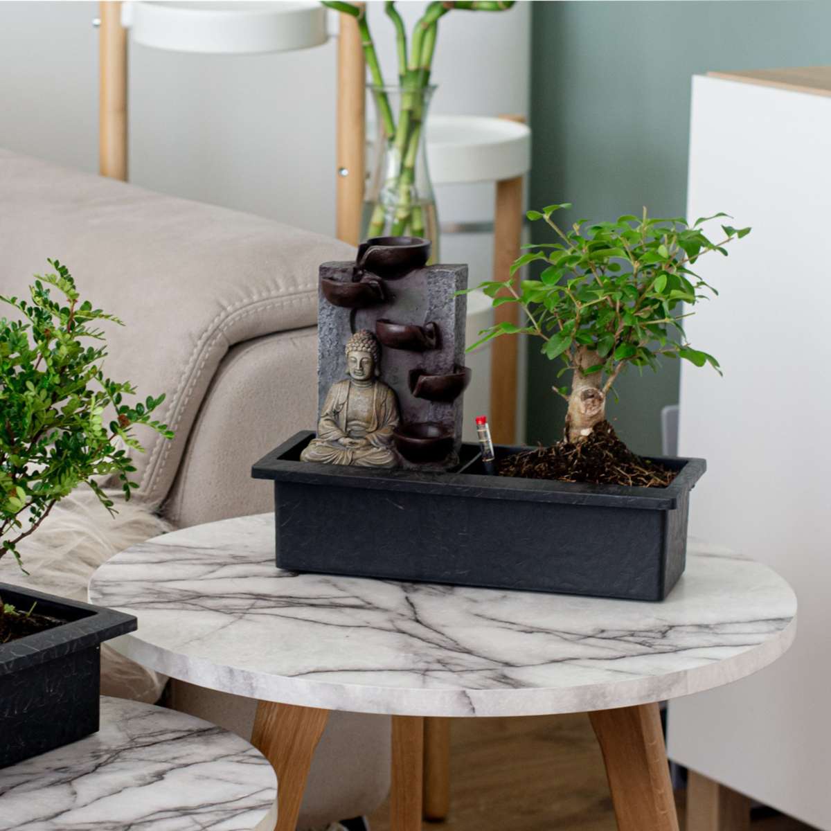 Bonsai-Baum mit Wassersystem - 2 Stück - Buddha