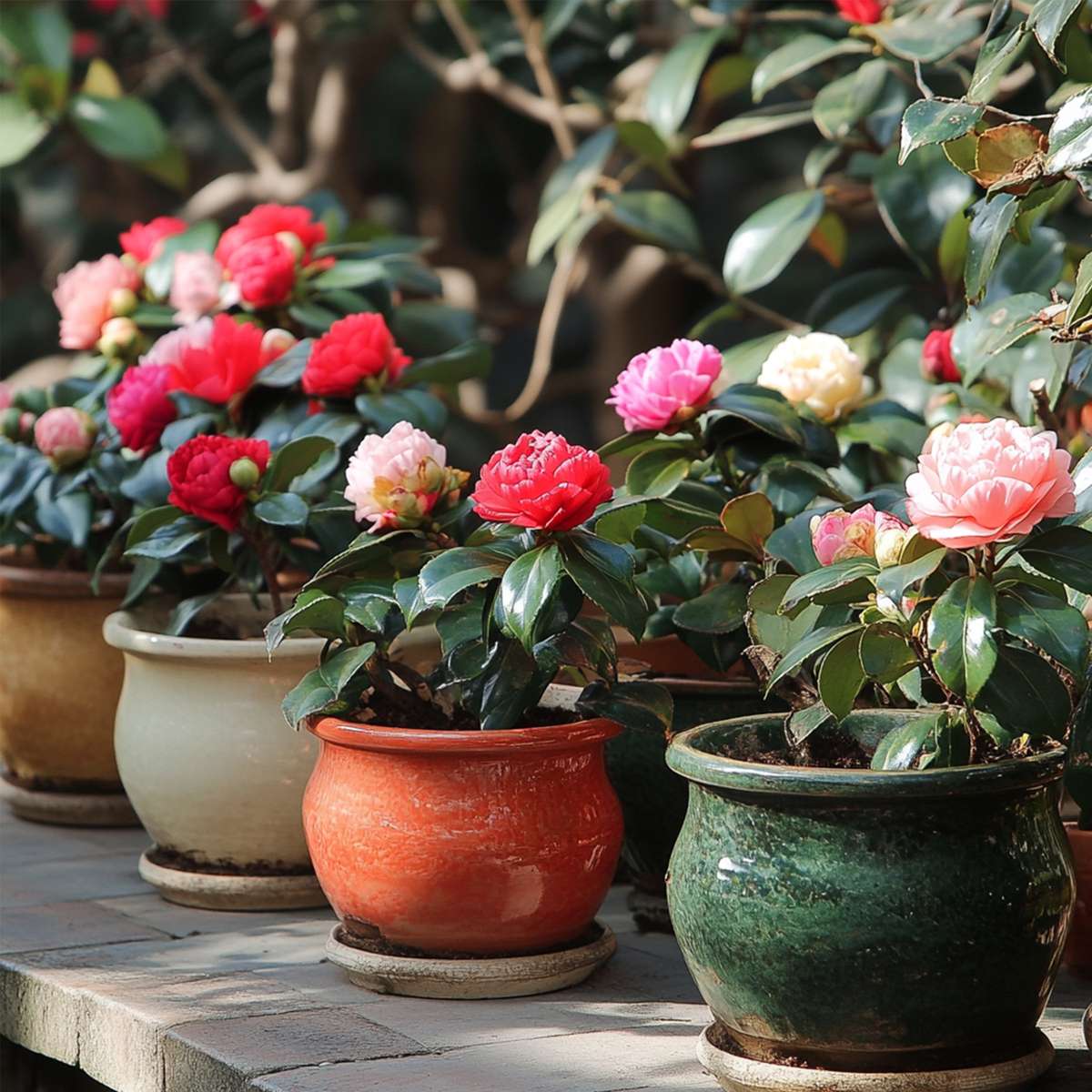 Camellia Japonica – 3er-Mix – Rosen – Rot, Weiß, Rosa