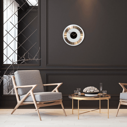 NeXtime Clocks retro wall clock, 31cm aluminum and glass design with bold numeric dial and vintage style.