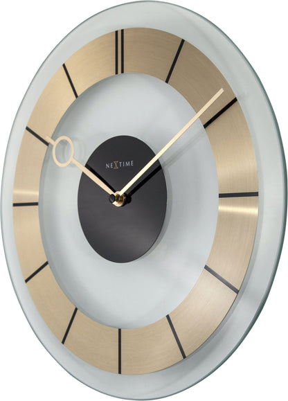 Retro-style NeXtime wall clock, 31 cm aluminium frame with glass, featuring a vintage design and modern timekeeping.