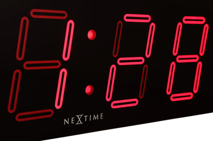 NeXtime Clocks Big D wall clock, 51.5 x 18 x 4.5 cm, plastic frame with large dial and modern design in detailed view