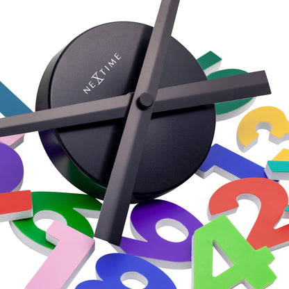 Aluminum wall clock with black hands and numbers, 48 x 3 cm, from NeXtime Clocks, featuring a modern design.