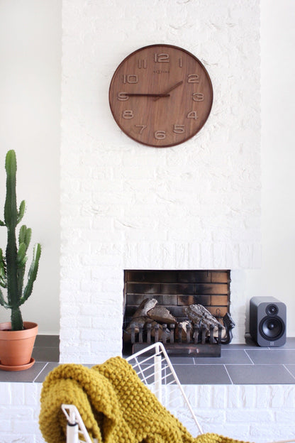 Wood Wood Medium wall clock by NeXtime Clocks, 35 cm diameter, wooden design with minimalist style for interior decor.