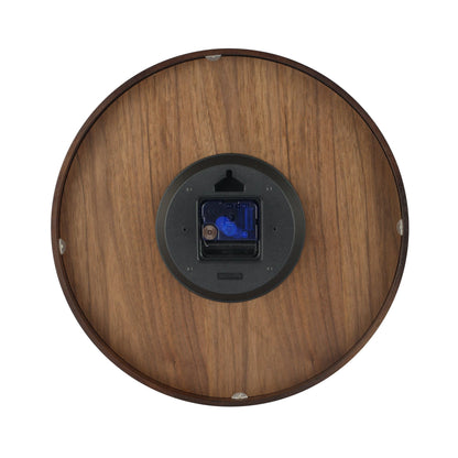 NeXtime Clocks Wood Wood Medium wall clock, 35 cm diameter, wooden design, shown from the back view.