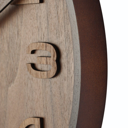 NeXtime Clocks Wood Wood Medium wall clock, 35 cm diameter with a wooden finish and minimalist design.