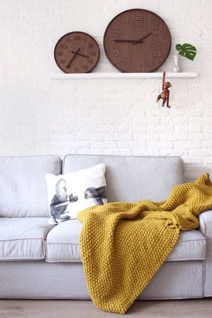 NeXtime Clocks Wood Wood Medium wall clock, 35 cm diameter, wooden design with minimalist style for modern interiors