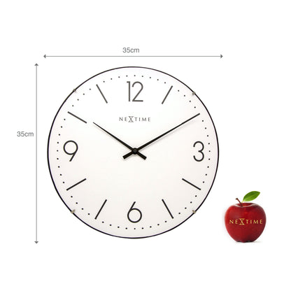 NeXtime Clocks Basic Dome wall clock with 35cm diameter and dome glass cover, featuring a modern design.