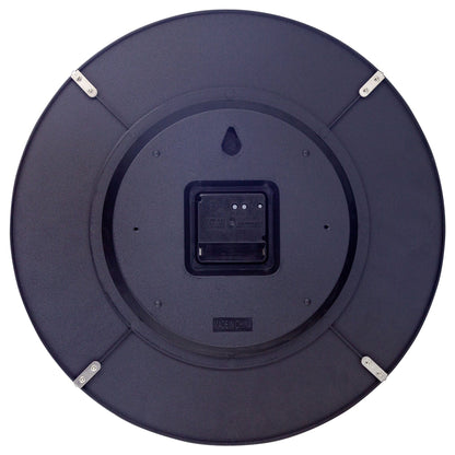 NeXtime Atomic wall clock with 35cm dome glass, radio-controlled DCF timekeeping, black frame and white dial.