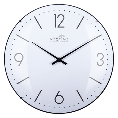 NeXtime Atomic radio-controlled wall clock with 35cm dome glass, displaying time with a sleek modern design.