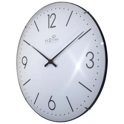 NeXtime Atomic radio-controlled wall clock with 35cm dome glass, showing time on a sleek, modern design.