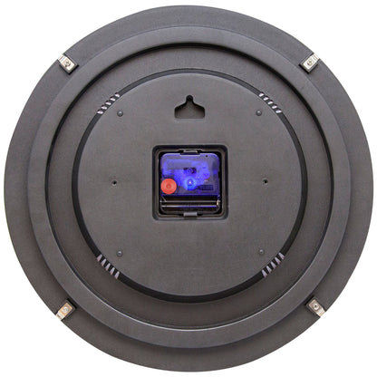 NeXtime Clocks Wall Clock with 35 cm Dome Glass, featuring a modern design and black frame, shown from the back view.