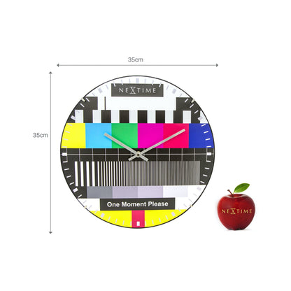 NeXtime Clocks wall clock with 35 cm diameter, dome glass design, featuring a modern style and clear clock face.