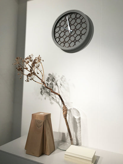 NeXtime Clocks wall clock, 39.5 cm, concrete and wood design with "Concreto love" pattern, modern decorative timepiece.