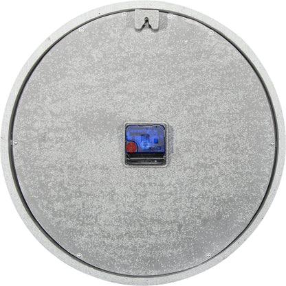 Back view of NeXtime Clocks Concreto Love wall clock, 39.5 cm, made of polyresin and wood, showcasing its textured concrete design.