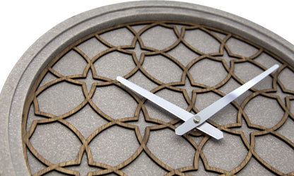 Wall clock with concrete and wood design, 39.5 cm diameter, from NeXtime Clocks, featuring a modern "Concreto love" style.