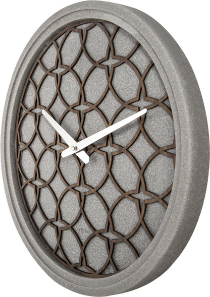 NeXtime Clocks wall clock, 39.5 cm, polyresin and wood, 'Concreto Love' design, with a concrete and wooden finish.