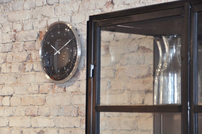 Wanduhr – 33 cm – Metall – Kuppelförmiges Glas – „60 Minuten“