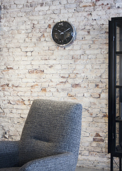 Wanduhr – 33 cm – Metall – Kuppelförmiges Glas – „60 Minuten“