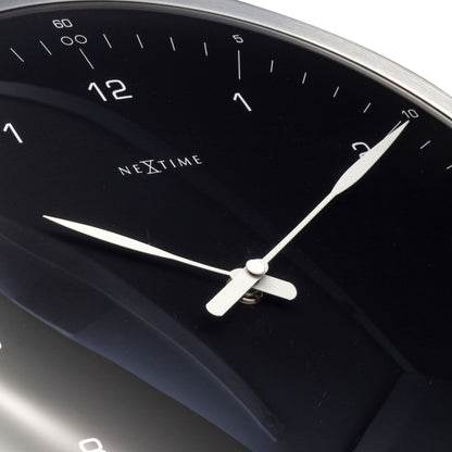 Wanduhr – 33 cm – Metall – Kuppelförmiges Glas – „60 Minuten“