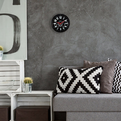 Moderne Zahnraduhr mit beweglichen Zahnrädern - 36 cm - Metall/Glas