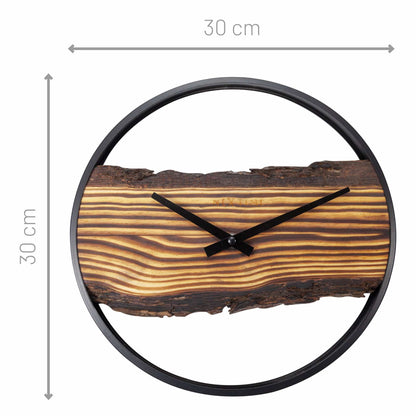 Wanduhr aus Holz – geräuschlos – 30 cm – Holz/Metall – Wald