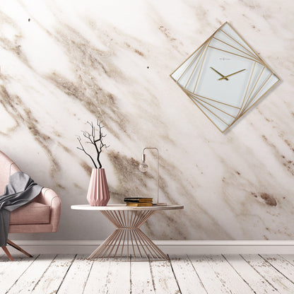 Large square metal wall clock by NeXtime Clocks, 85x85cm, featuring a modern turning square design.
