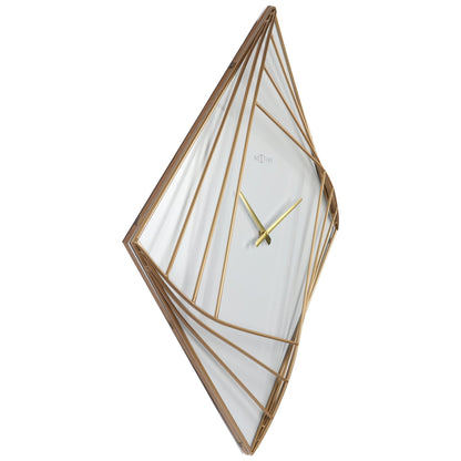 Large square metal wall clock by NeXtime Clocks, 85x85cm, with a turning square design and minimalist modern style.