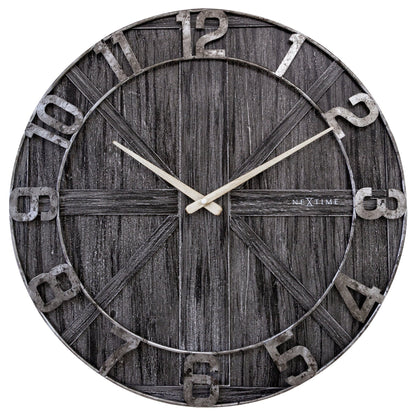 Große Wanduhr - 50 cm - Geräuschlos - Holz - Metall - "York"